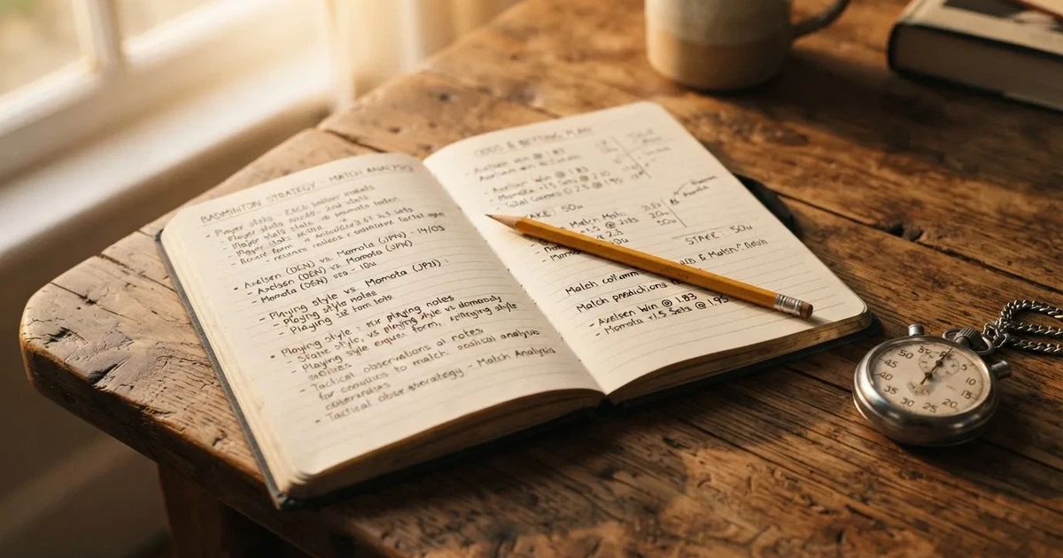 An open notebook with a pencil and a stopwatch on a wooden table