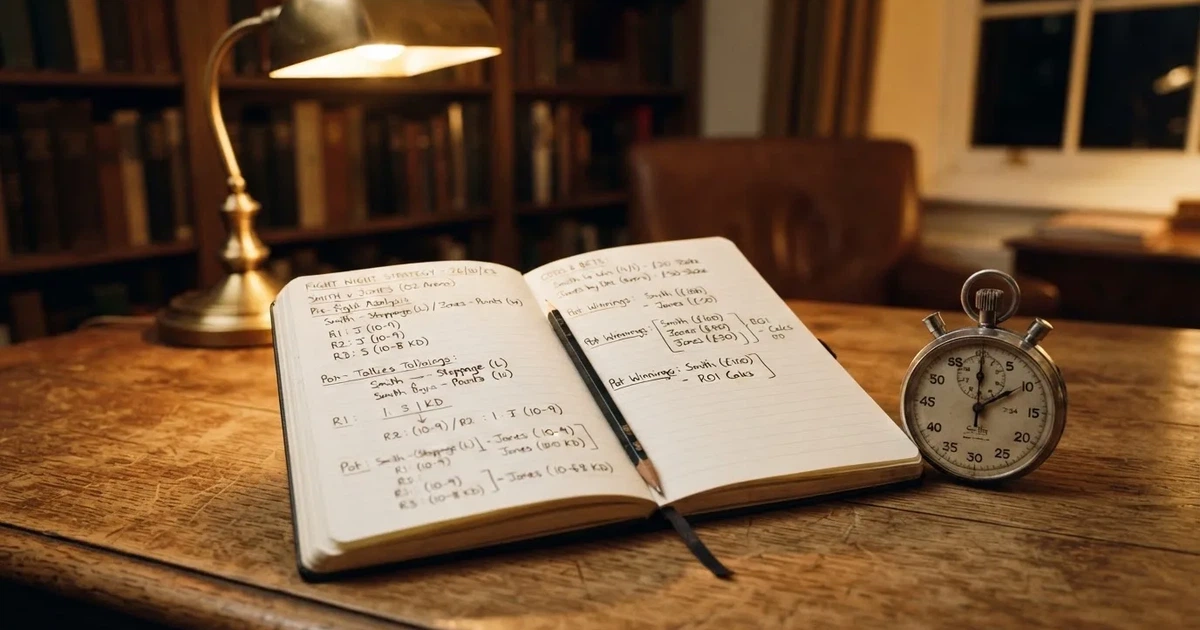 An open notebook with a pencil and a stopwatch on a wooden table